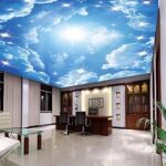 Papier peint de plafond 3d avec ciel bleu et nuages ​​pour la décoration