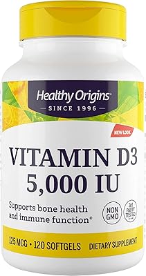 Healthy origins vitamine d3 (lanoline) 5 000 ui complément alimentaire pour soutenir la santé