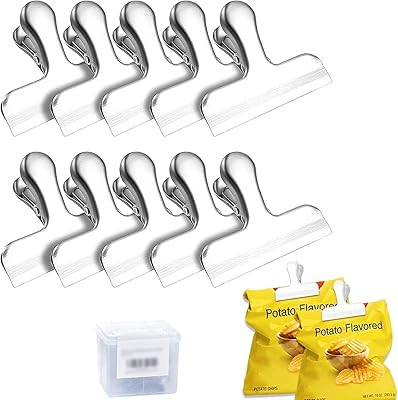 Clips pour sacs alimentaires en acier inoxydable bao bao you, paquet de 10,3