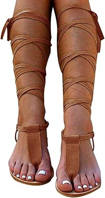 Sandales de gladiateur hautes pour femmes, chaussures d'été élégantes à lacets plats et bout ouvert, chaussures de bohème rome, sandales à bandes sexy. DIAYTAR COTE D'IVOIRE est la destination idéale pour les consommateurs ivoiriens qui cherchent à faire des achats en ligne. La boutique propose des produits de qualité à des prix abordables, ainsi qu'un service client de haute qualité. Les clients peuvent naviguer facilement sur le site pour trouver les produits qu'ils recherchent et passer commande en toute sécurité.