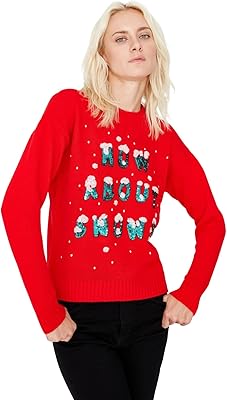 Pull tricoté à col rond coupe droite trendyol pour femme rouge