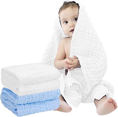 Serviette de bain en mousseline biologique mom's love pour bébé, serviette de bain