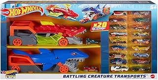 Coffret de transport de créatures hot wheels avec 20 voitures et 2 transporteurs