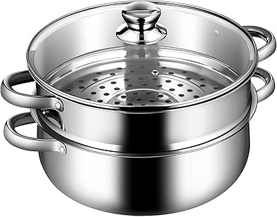 Ggerou cuiseur vapeur en acier inoxydable, casserole multicouche de 11 po avec poignée