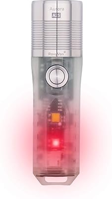 Lampe de poche roviphone a25 avec lumière latérale rouge qui brille dans le noir,
