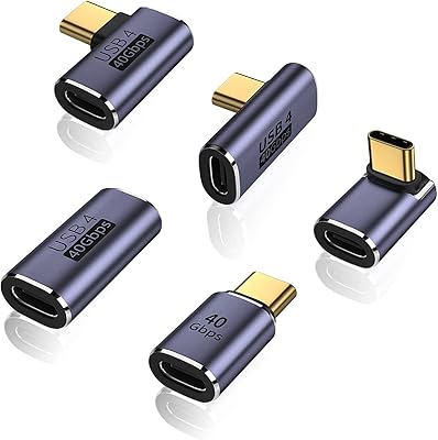 Adaptateur usb c 5 pièces, haut et bas, courbure médiale et latérale à