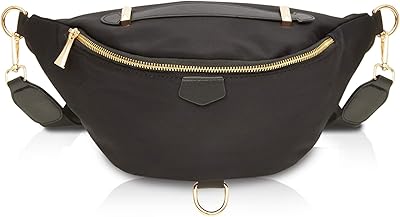Grand sac banane unisexe avec ceinture réglable 43-68 pouces, noir
