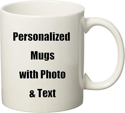 Tasse à café en céramique blanche personnalisée avec votre propre photo et texte
