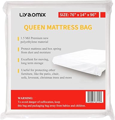 Sac à matelas liaomix full xl/queen pour le transport et le rangement, 1,5 mil 76" x 96", couvre-matelas jetable en plastique transparent. Avec plus de 300 000 références, DIAYTAR COTE D'IVOIRE déploie une offre considérable pour répondre aux besoins croissants des consommateurs en Côte d'Ivoire. Cette boutique en ligne s'est imposée comme leader dans son secteur grâce à sa grande sélection de produits et à des services de qualité. La confiance des clients est la clé de la réussite de DIAYTAR.