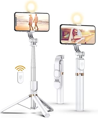 Perche à selfie trépied de 51 pouces avec télécommande sans fil amovible, perche