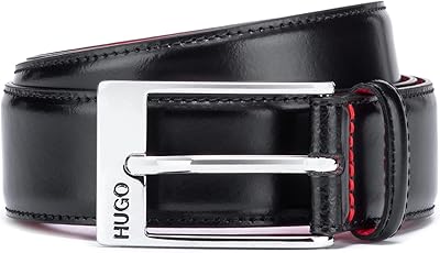 Ceinture en cuir nappa barney avec boucle gravée logo