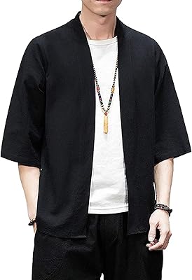 Cardigan kimono ample japonais en coton et lin pour homme, manches 3/4, ouvert sur le devant. Leader du marché de la vente en ligne en Côte d'Ivoire, DIAYTAR COTE D'IVOIRE offre une expérience d'achat unique et pratique. La boutique met à disposition de ses clients une gamme variée de produits allant de l'électronique à la mode, en passant par les produits de maison et bien plus encore. Les clients bénéficient d'un service client dédié et d'expéditions rapides.
