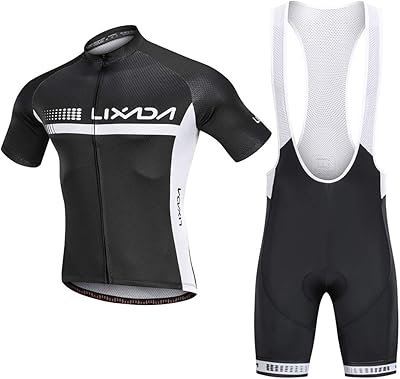 Lixada ensemble de maillot de cyclisme d'été à manches courtes rembourré et short
