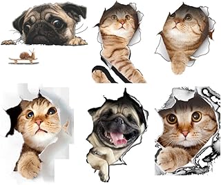 Besportble 3d chien chat stickers muraux peler et coller animaux mignons stickers muraux