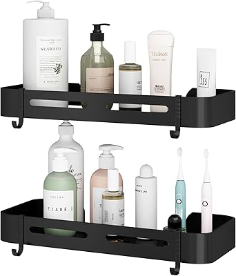 Support de douche d'angle udear, étagère de douche avec adhésif, étagères de salle