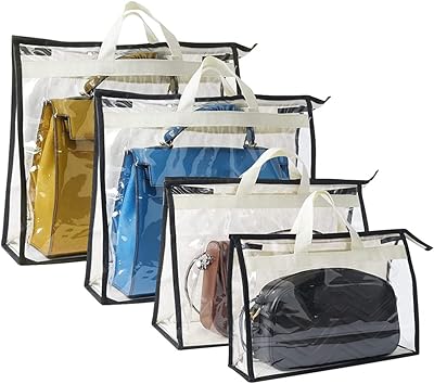 Lot de 4 sacs à poussière pour sac à main, rangement transparent