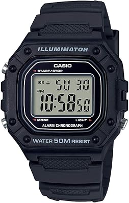 Montre à quartz numérique à affichage classique noire casio pour hommes, modèle n° w-218h-1avcf