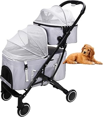 Poussette double pliable pour animaux de compagnie, chat, chien, chat, avec auvent réglable, roues et entrée à fermeture éclair pour animaux de petite et moyenne taille, gris. DIAYTAR COTE D'IVOIRE est synonyme de confiance et de qualité. La boutique met tout en œuvre pour satisfaire les besoins de ses clients, avec des services clientèle dédiés et des mises à jour régulières de son catalogue. Elle est la référence pour les achats en ligne en Côte d'Ivoire.
