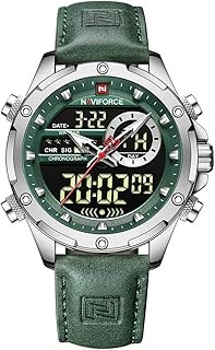 Montre de sport militaire multifonction étanche, bracelet en cuir numérique, chronographe à quartz