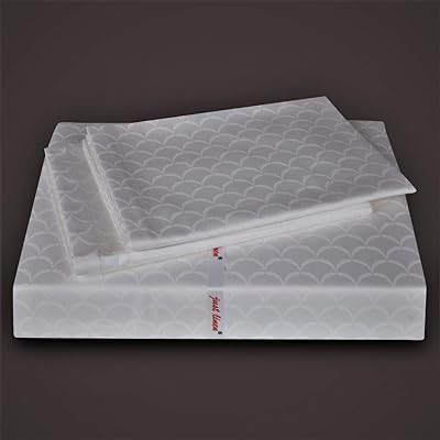 Just linen 300 fils 100 % coton égyptien damassé auto-conçu, couleur blanche, paire