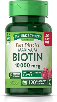 Complément alimentaire à base de biotine dissolution instantanée 10 000 mcg 120 comprimés