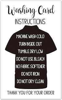 50 cartes d'instructions d'entretien de lavage pour t-shirts instructions d'entretien pour les emballages