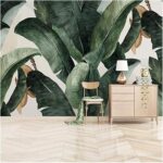 Papier peint mural 3d plante tropicale feuilles vertes murale salon salle à manger