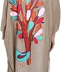 Abaya pour femme brodée d'un motif d'arbre coloré par haya beige