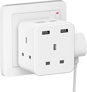 Lancent prise multi-extension avec 2 usb, adaptateur de prise 3 voies, adaptateur