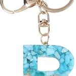 Porte-clés initiales pendentif lettre r en résine bleue pour voiture portefeuille
