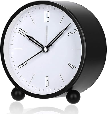Réveil, mini-horloge super silencieuse sans tic-tac avec veilleuse, fonctionne sur piles, design simple