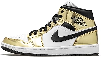 حذاء nike jordan 1 mid metallic ذهبي أبيض رجالي (رقمي_8_point_5)