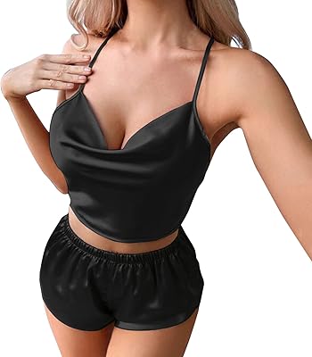 Ensemble pyjama sexy en satin de soie à volants pour femmes, ensemble short