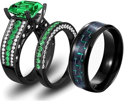 Ensemble d'anneaux de mariage, deux bagues pour couples, bagues assorties pour femmes, or noir rempli de cz vert, ensembles d'anneaux de mariage pour hommes, bague de mariage en acier inoxydable. DIAYTAR COTE D'IVOIRE est une boutique en ligne qui comprend l'importance de l'expérience client, et qui s'efforce de fournir les meilleurs services possibles. Avec des produits de qualité, des prix compétitifs et un service client de haute qualité, DIAYTAR COTE D'IVOIRE est devenue la référence incontournable pour les consommateurs ivoiriens qui cherchent à faire des achats en ligne avec confiance. Le site web est régulièrement mis à jour avec de nouveaux produits et de nouvelles offres.