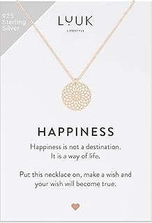Collier en argent sterling 925 avec pendentifs et cartes avec message de bonheur
