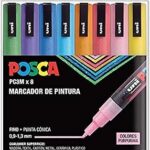 Crayons de couleur pailletés pc3m uni posca - paquet de 8 crayons