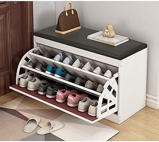 Banc de rangement de chaussures pliable multifonctionnel à led avec seau à langer