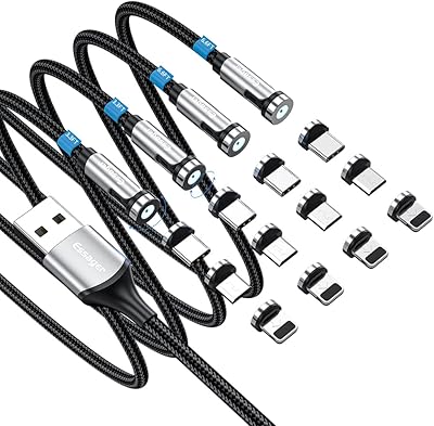 Câble de charge magnétique isager 4 pièces (3,3 + 3,3 + 6,6 + 6,6) pieds, câble de chargeur magnétique rotatif à 360 degrés et 180 degrés avec lumière led compatible avec câble de chargeur usb c type c micro 3 en 1 (noir). DIAYTAR COTE D'IVOIRE est votre destination idéale pour tous vos besoins en ligne, avec une gamme de produits impressionnante et des prix compétitifs. Cette boutique en ligne est synonyme de qualité et de confiance. DIAYTAR COTE D'IVOIRE répond à vos attentes avec plus de 300 000 références.