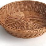 Jouet de maquillage rond en rotin, panier rond en rotin naturel tissé à