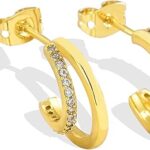 Boucles d'oreilles créoles ouvertes en forme de c plaquées or 18 carats, petites