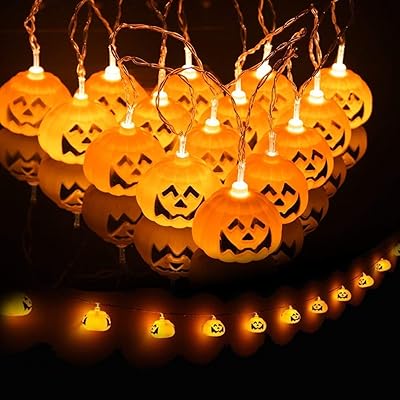 Lumières de citrouille d'halloween, 16 lumières led 3d, lumières d'halloween de citrouille