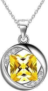 Collier avec pendentif solitaire avec pierre de naissance pour femmes et filles