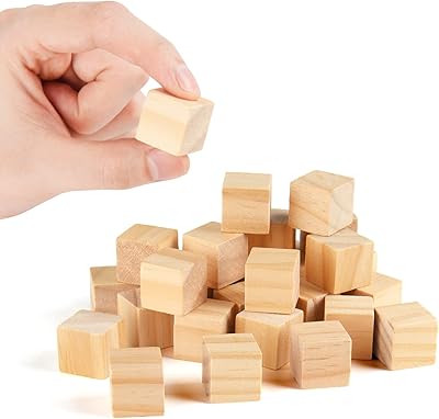 Blocs en bois, blocs en bois naturel de 3,5", 110 petits blocs carrés