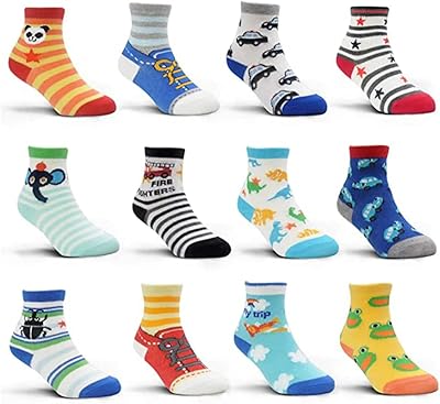 Goodrun 12 paires de chaussettes antidérapantes pour bébé, chaussettes pour bébé au design