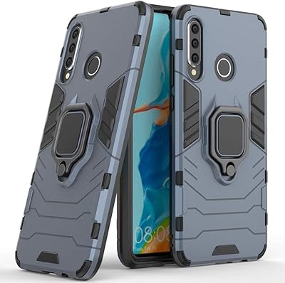 Coque de protection robuste antichoc double couche avec anneau en métal et béquille