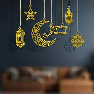 Décorations ramadan moubarak, décorations ramadan, bannière suspendue lune creuse, étoile et lanterne, décoration suspendue pour cadeaux de fête islamique, couleur or. DIAYTAR COTE D'IVOIRE est une boutique en ligne généraliste qui propose des produits de toutes les catégories, des produits alimentaires aux produits de distraction. La boutique est connue pour sa qualité de service, sa livraison rapide et ses prix compétitifs. Les clients peuvent également profiter de promotions et de réductions régulières sur les prix.