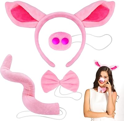 L'ensemble de costumes de cochon comprend un bandeau avec oreilles de cochon, un faux