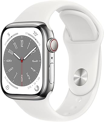 Apple watch series 8 (gps + cellular, 41 mm) boîtier en acier inoxydable