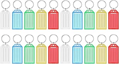 Paquet de 20 étiquettes en plastique avec anneaux fendus nom d'identification