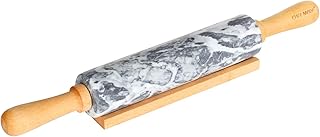 Rouleau à pâtisserie en marbre chefmade 18" avec poignées et support